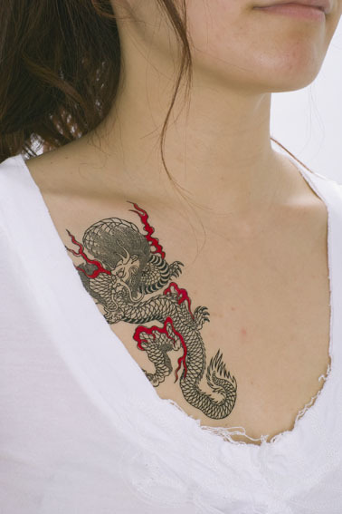 タトゥーシール 線画・黒ドラゴン