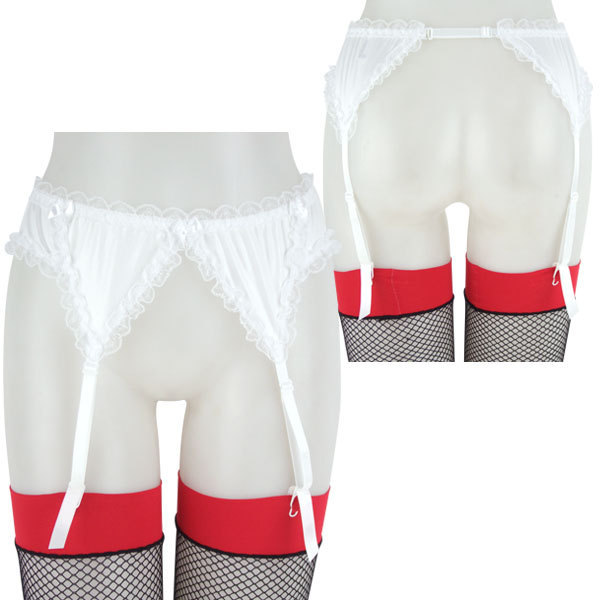 レースフリルグロスガーターベルト ホワイト