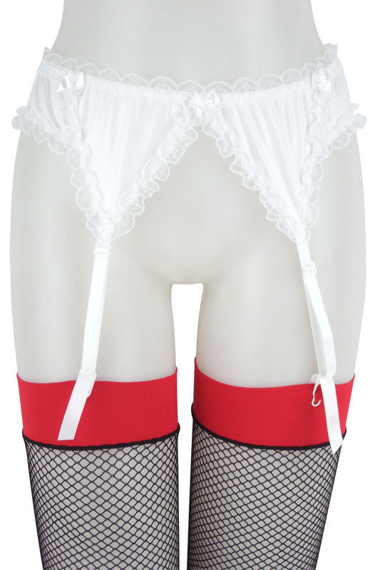 レースフリルグロスガーターベルト ホワイト