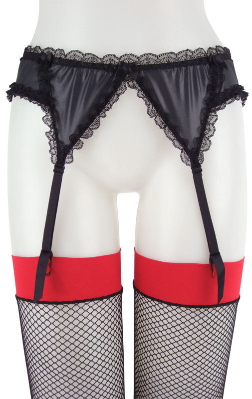 レースフリルグロスガーターベルト ブラック