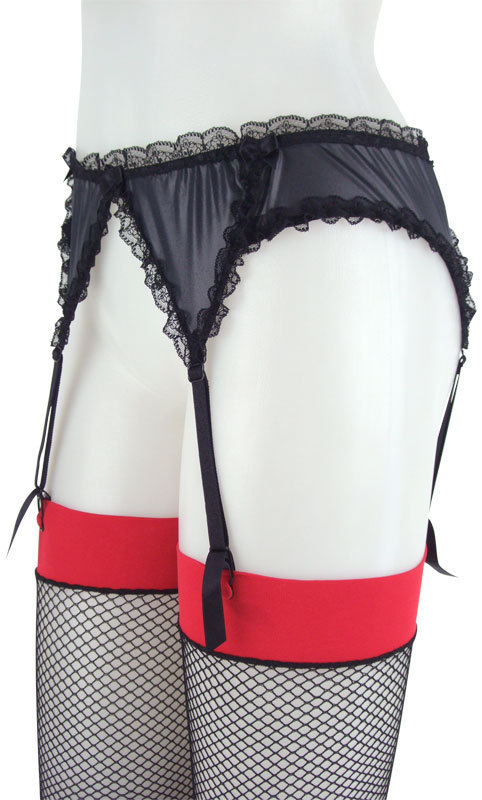 レースフリルグロスガーターベルト ブラック