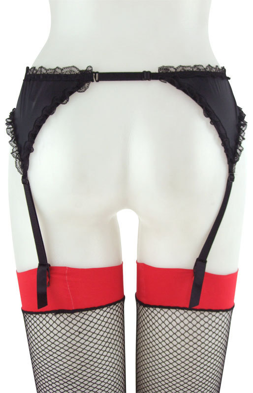 レースフリルグロスガーターベルト ブラック