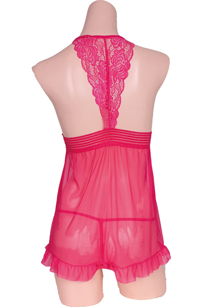 恋心フェミニンベビードール&Tバックセット ピンク