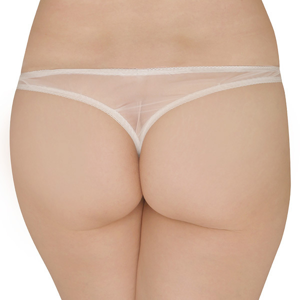 フラワーレース&シースルー生地ポケット付きTバック