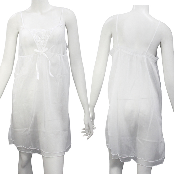 スパークハーフ生地シースルーベビードールLL ホワイト