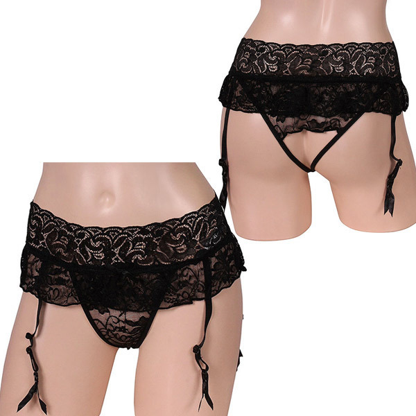 セクシャルな魅力満載オープンショーツ一体型ガーターベルト ブラック