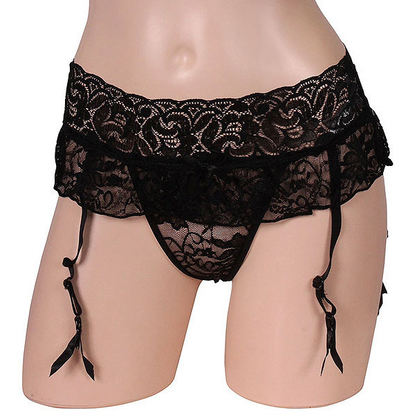 セクシャルな魅力満載オープンショーツ一体型ガーターベルト ブラック