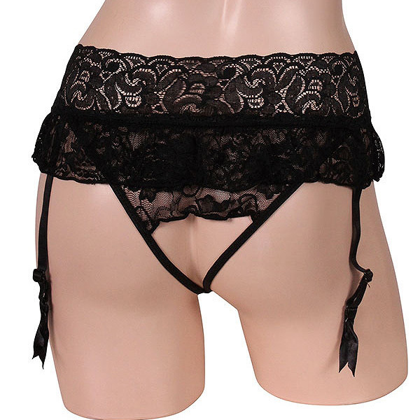 セクシャルな魅力満載オープンショーツ一体型ガーターベルト ブラック