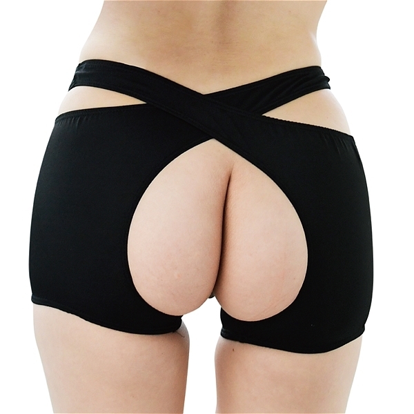 ユニセックス クロッチオープンクロスセパレートショーツ (ブラック)
