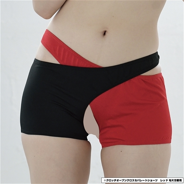 ユニセックス クロッチオープンクロスセパレートショーツ (ブラック)
