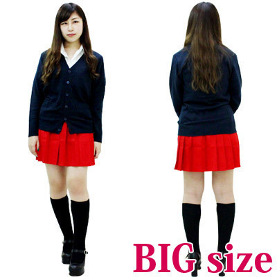 無地プリーツスカート 赤 BIG