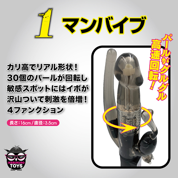 3点責めパワーバイブ (ブラック)