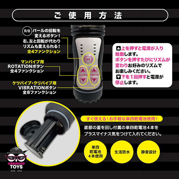 3点責めパワーバイブ (ブラック)