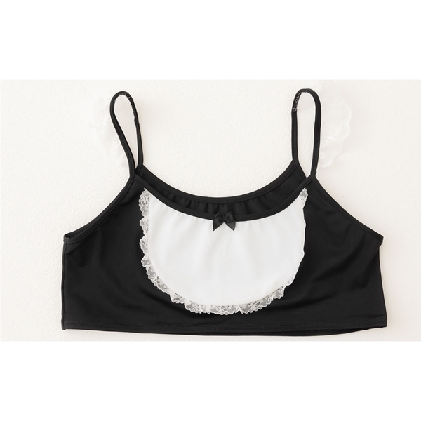 マイクロファイバーメイド風ショート丈キャミソール