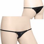 バックフラワー刺繍スーパーマイクロTバック ブラック(下着) バックフラワー刺繍スーパーマイクロTバック ブラック