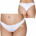 光沢スベスベ生地フリルラインTバック ホワイト(下着) 光沢スベスベ生地フリルラインTバック ホワイト