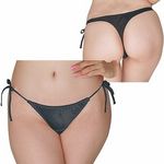 光沢サテン脇紐Tバック ブラック(下着) 光沢サテン脇紐Tバック ブラック