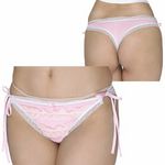 2段のフリルレースが可愛い光沢Tバック ピンク(下着) 2段のフリルレースが可愛い光沢Tバック ピンク