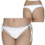 2段のフリルレースが可愛い光沢Tバック ホワイト(下着) 2段のフリルレースが可愛い光沢Tバック ホワイト