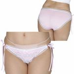 商品入荷待ち 2段のフリルレースが可愛い光沢フルバック ピンク(下着)