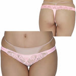 光沢柔らかポケット付きレースTバック ピンク(下着) 光沢柔らかポケット付きレースTバック ピンク