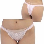 光沢ストレッチレース刺繍ハーフバック (ピンク)(下着) 光沢ストレッチレース刺繍ハーフバック (ピンク)