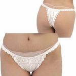 光沢ストレッチレース刺繍ハーフバック (ホワイト)(下着) 光沢ストレッチレース刺繍ハーフバック (ホワイト)