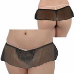 レディス シースルースカート付きレース刺繍Tバック ブラック(下着) レディス シースルースカート付きレース刺繍Tバック ブラック